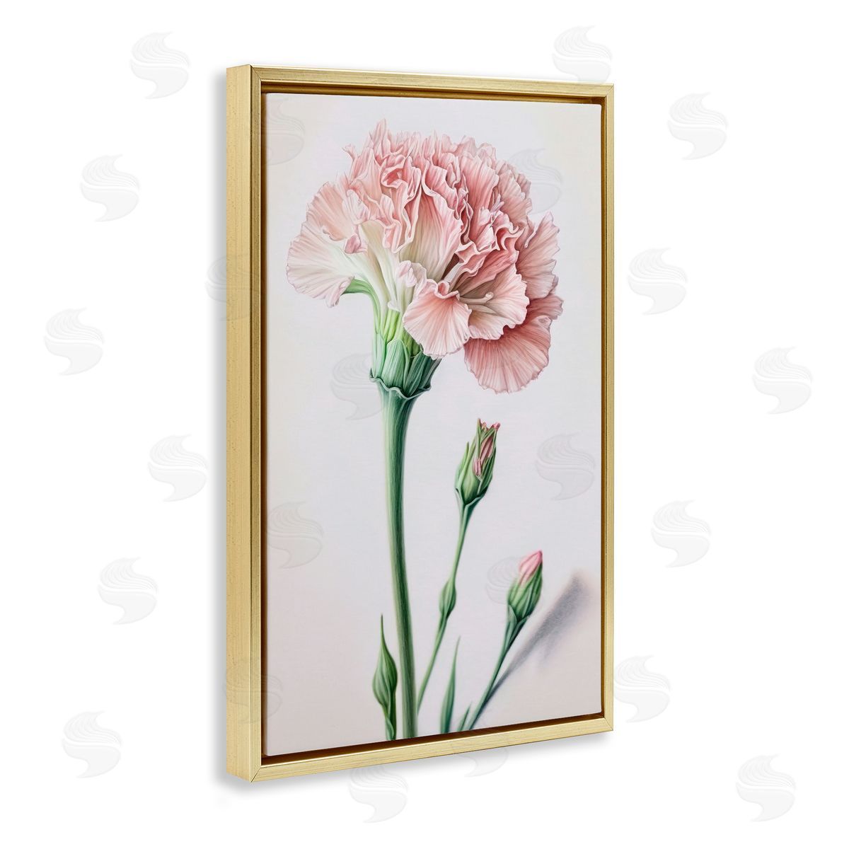 Pale Carnation Budding Gold Floating Frame Canvas Wall Art, Home Decor by Incado