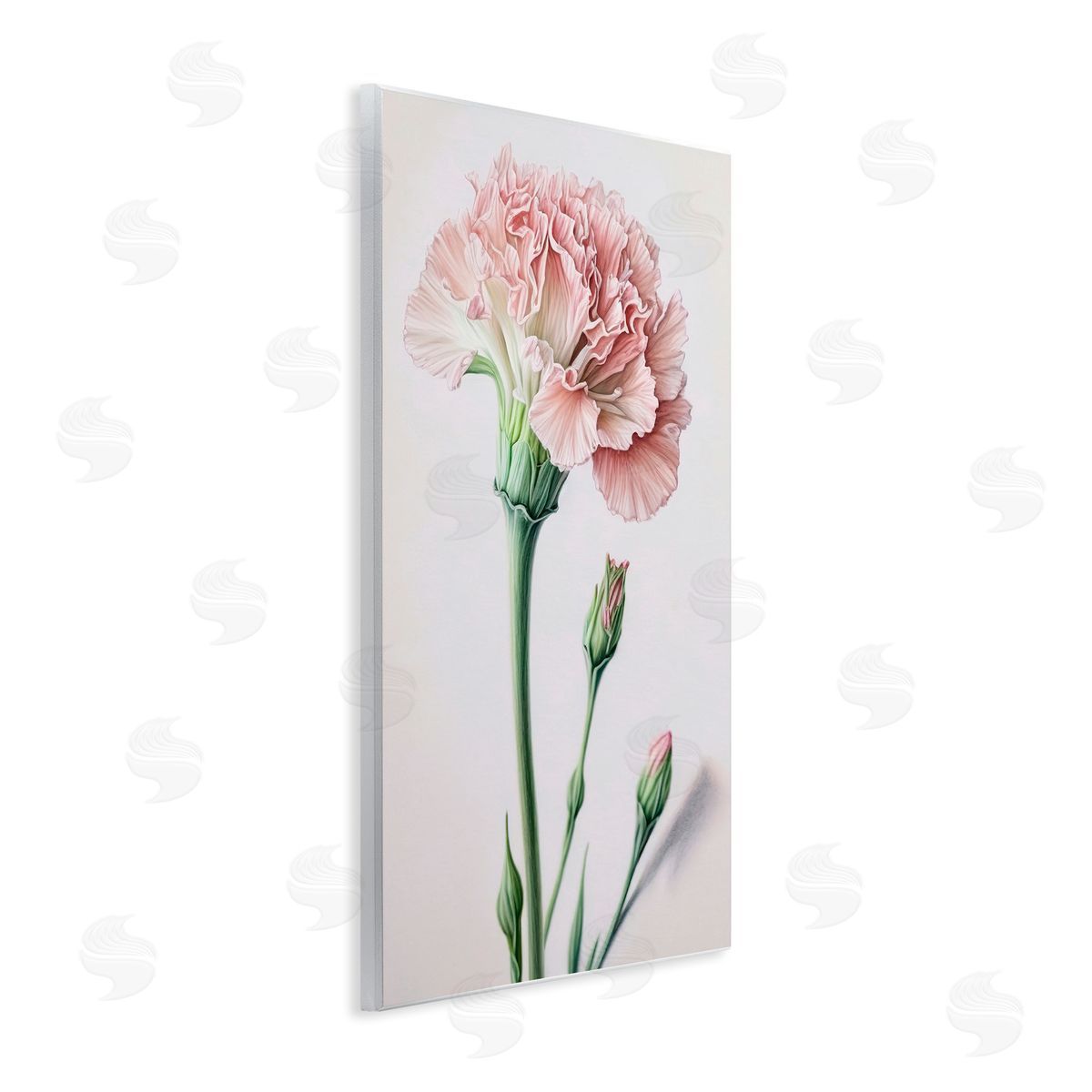 Pale Carnation Budding Wood Plaque Wall Art, Home Decor by Incado