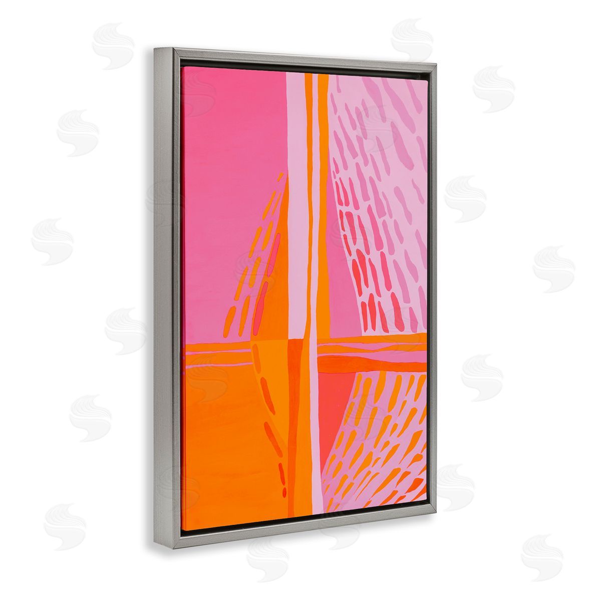 Centric Orange & Pink Grey Floating Frame Canvas Wall Art, Home Decor by Incado