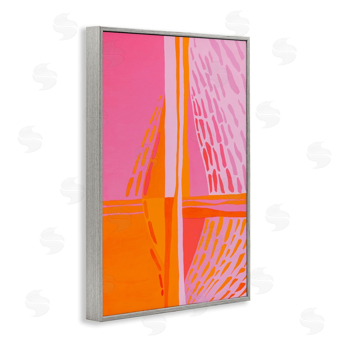 Centric Orange & Pink Grey Frame Print Wall Art, Home Decor by Incado