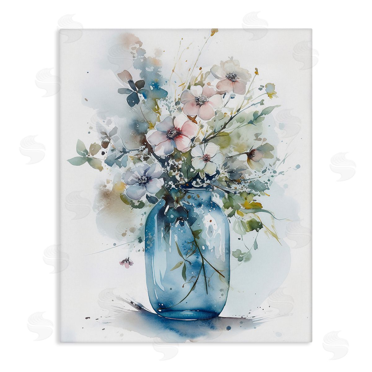 Cherry Blossoms Country Jar Canvas Wall Art, Home Decor by Incado