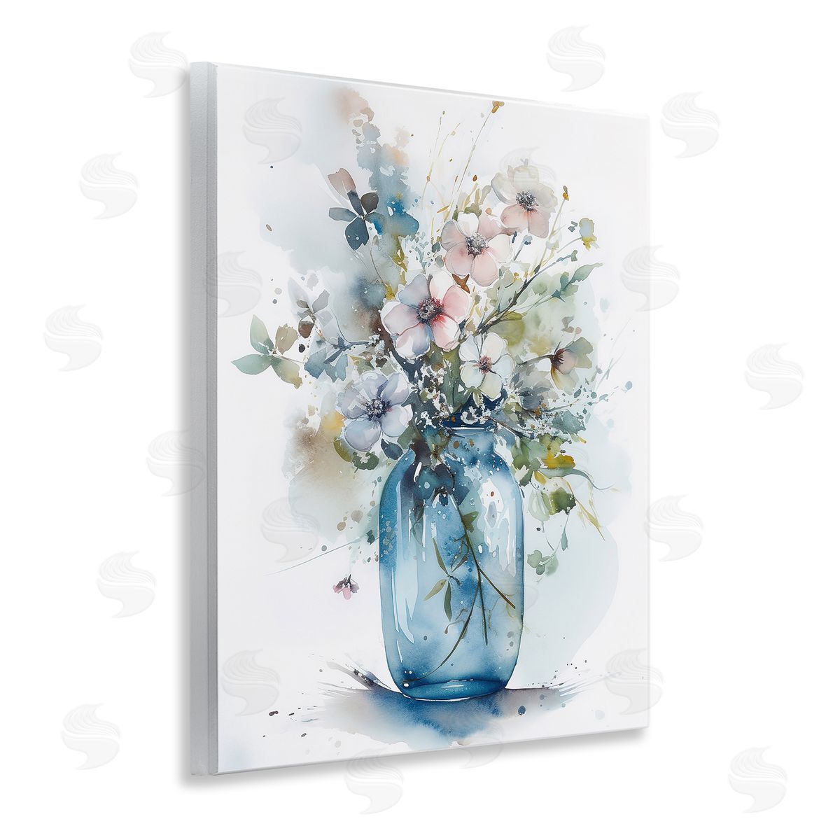 Cherry Blossoms Country Jar Wood Plaque Wall Art, Home Decor by Incado