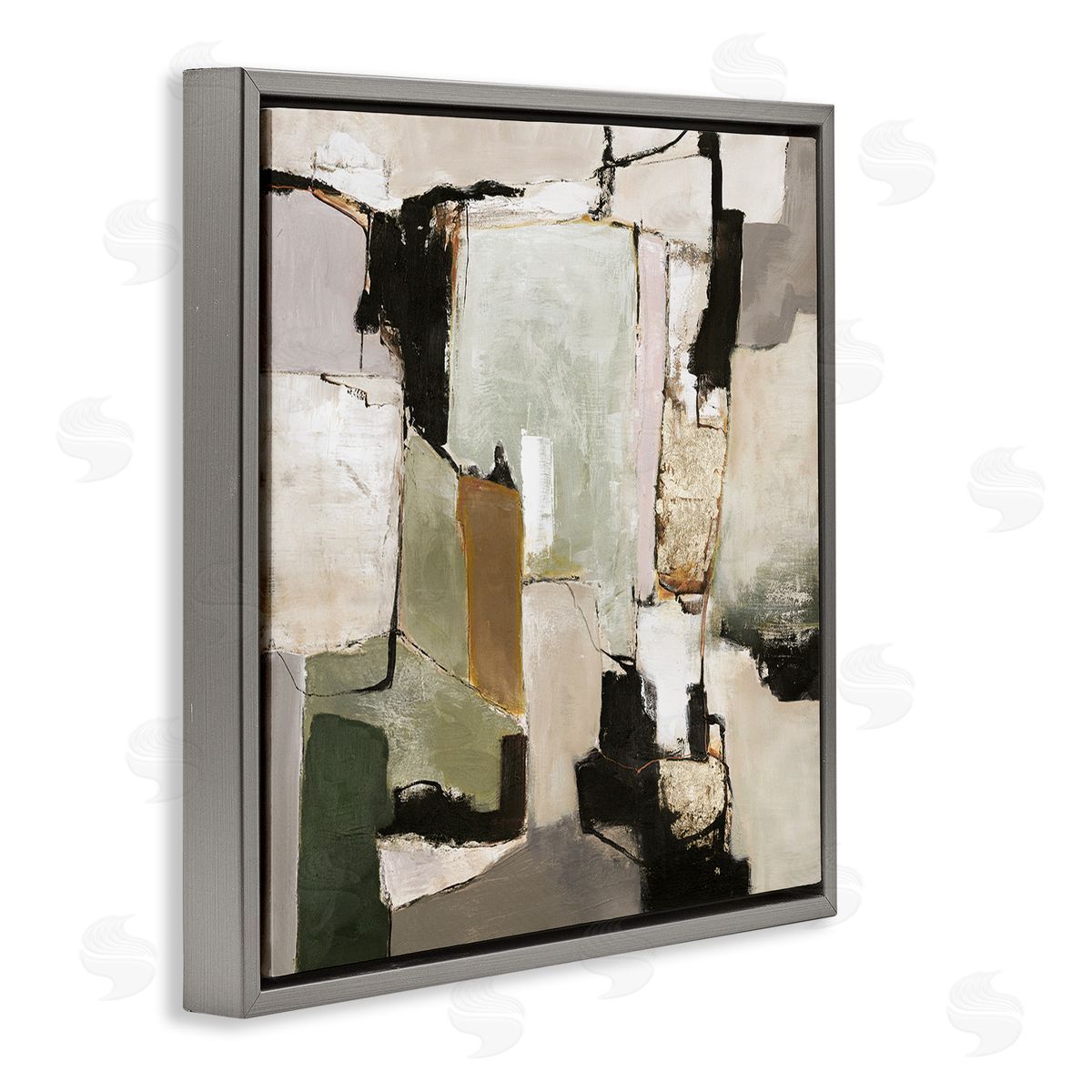 Blocked Composition Details Grey Floating Frame Canvas Wall Art, Home Decor by Design Fabrikken