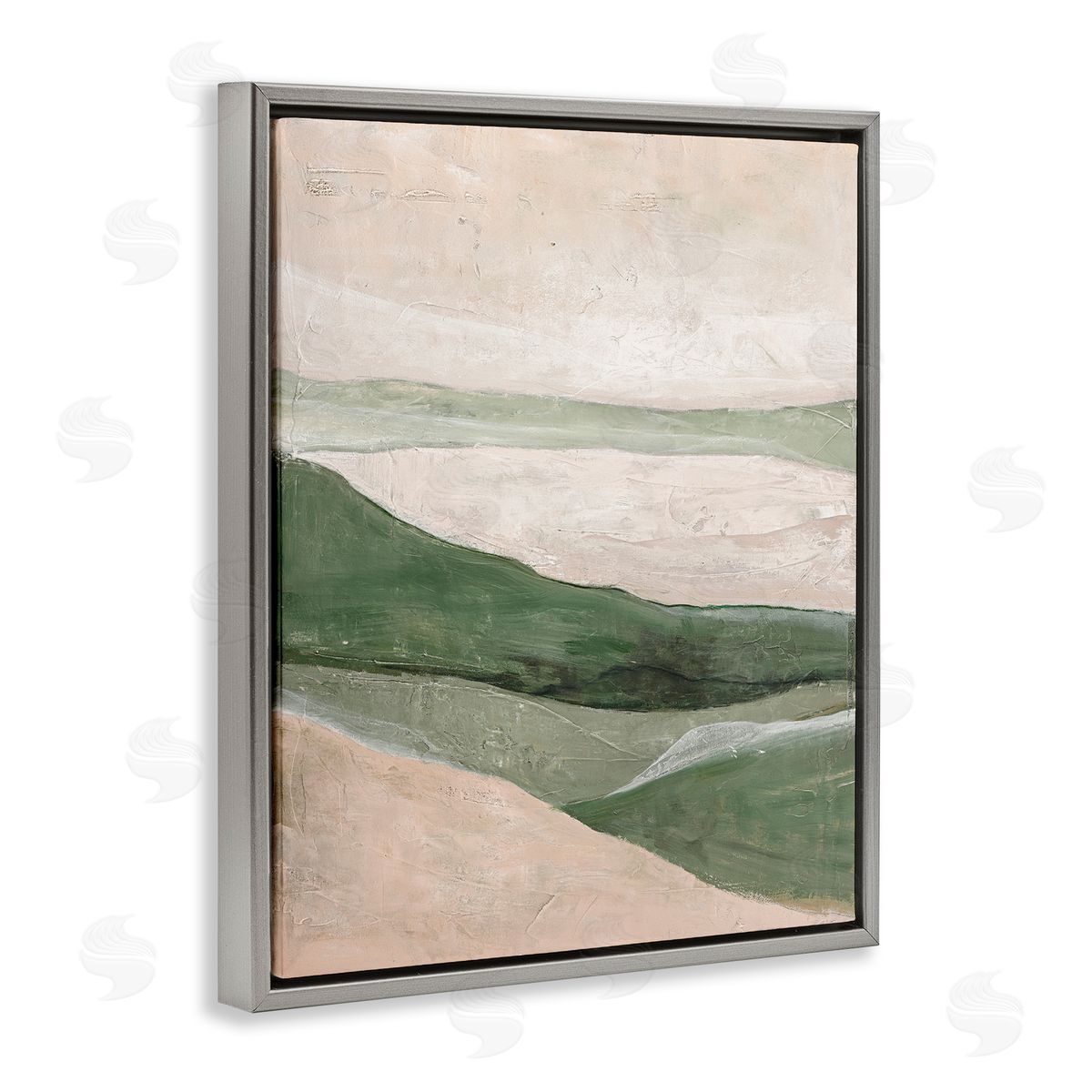 Green Hills Abstraction Grey Floating Frame Canvas Wall Art, Home Decor by Design Fabrikken