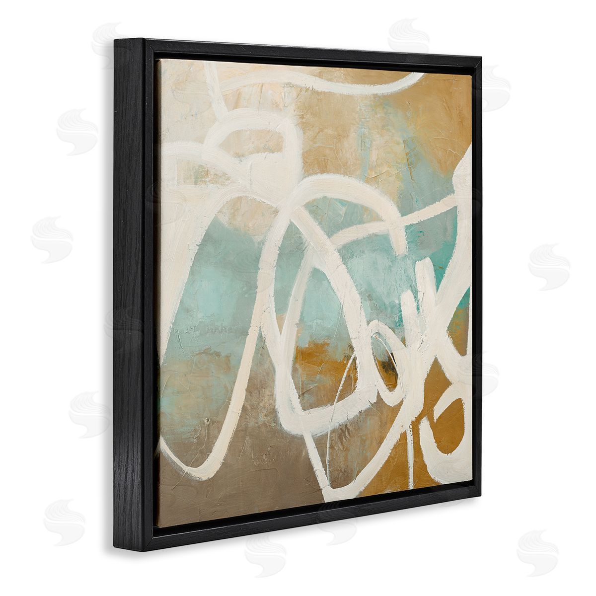 Neutral Design With Squiggle Black Floating Frame Canvas Wall Art, Home Decor by Design Fabrikken