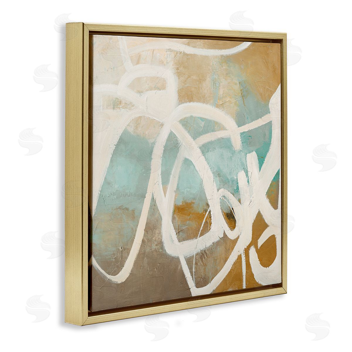 Neutral Design With Squiggle Gold Floating Frame Canvas Wall Art, Home Decor by Design Fabrikken