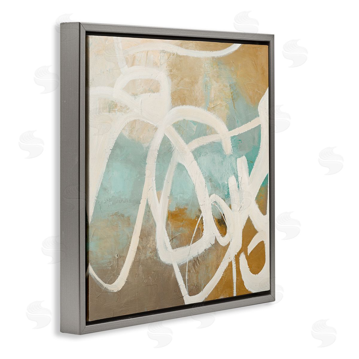 Neutral Design With Squiggle Grey Floating Frame Canvas Wall Art, Home Decor by Design Fabrikken