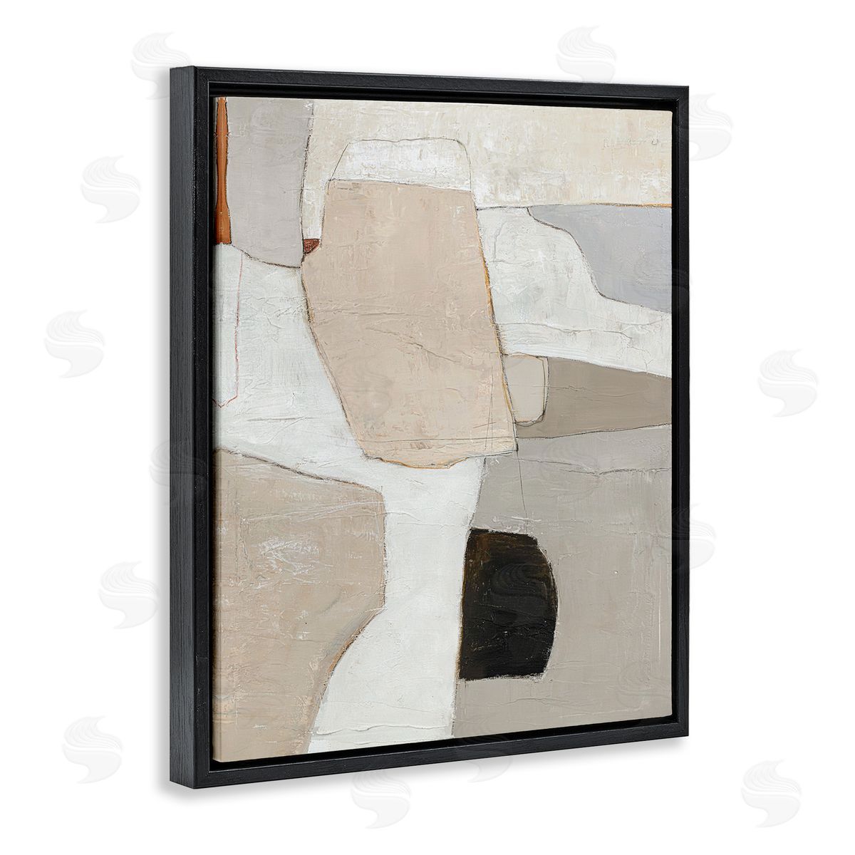 Beige Shape Geometrics Black Floating Frame Canvas Wall Art, Home Decor by Design Fabrikken