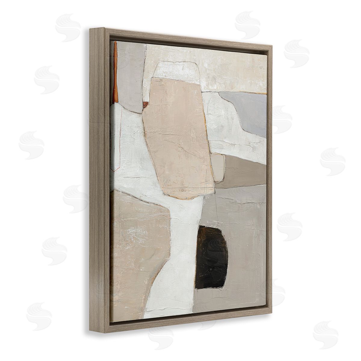 Beige Shape Geometrics Brown Floating Frame Canvas Wall Art, Home Decor by Design Fabrikken