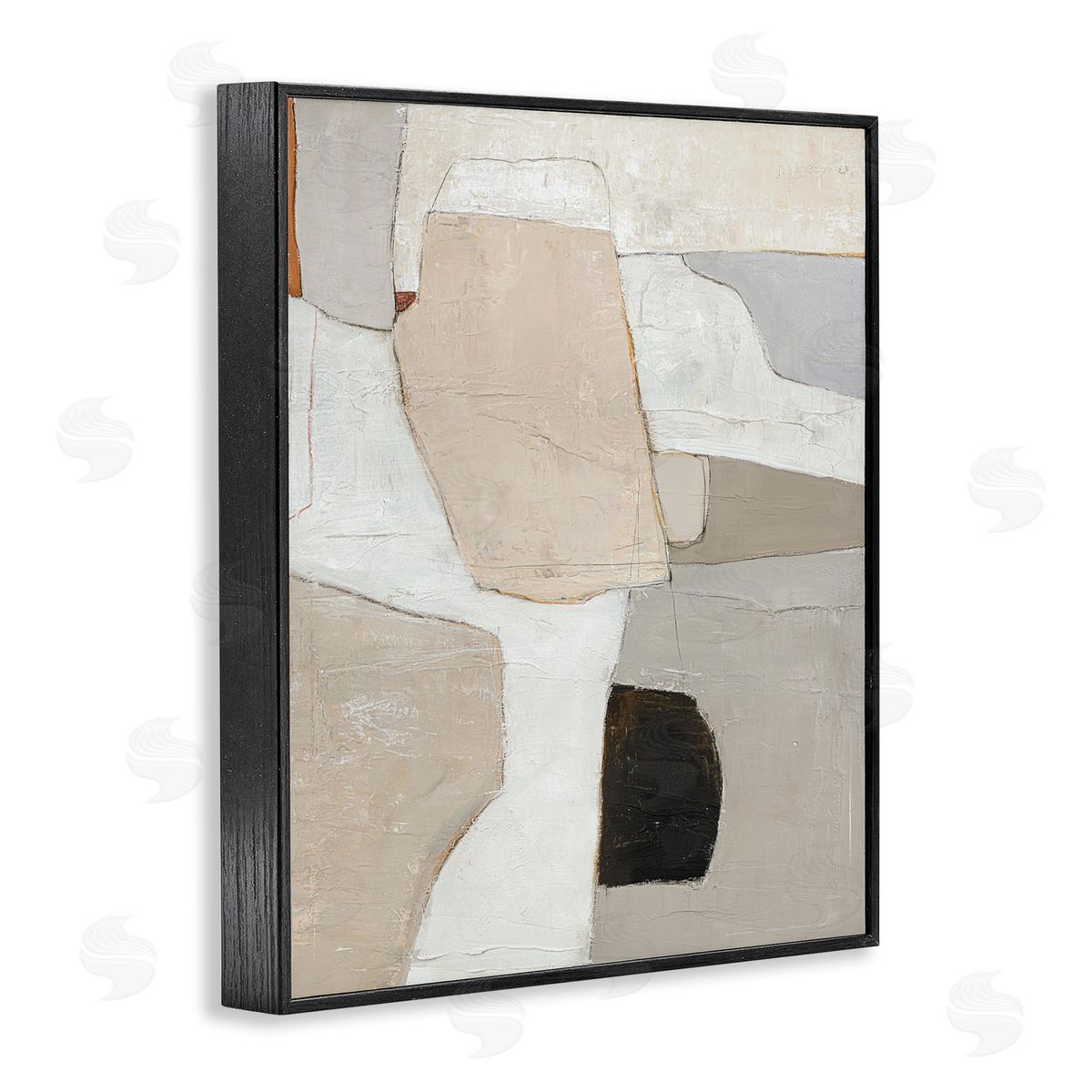 Beige Shape Geometrics Black Frame Print Wall Art, Home Decor by Design Fabrikken