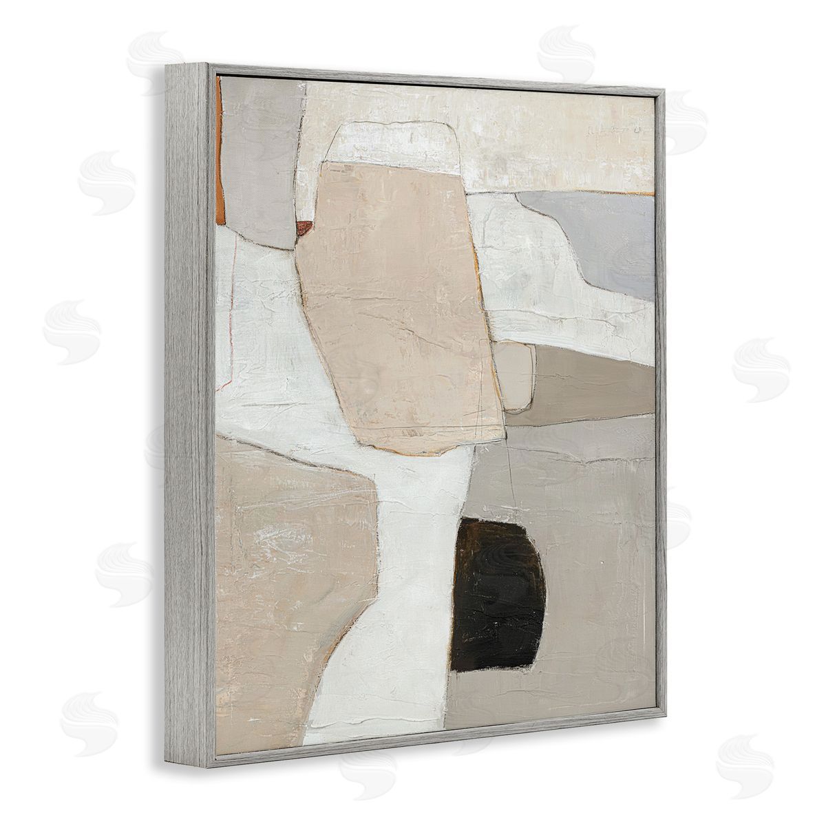 Beige Shape Geometrics Grey Frame Print Wall Art, Home Decor by Design Fabrikken