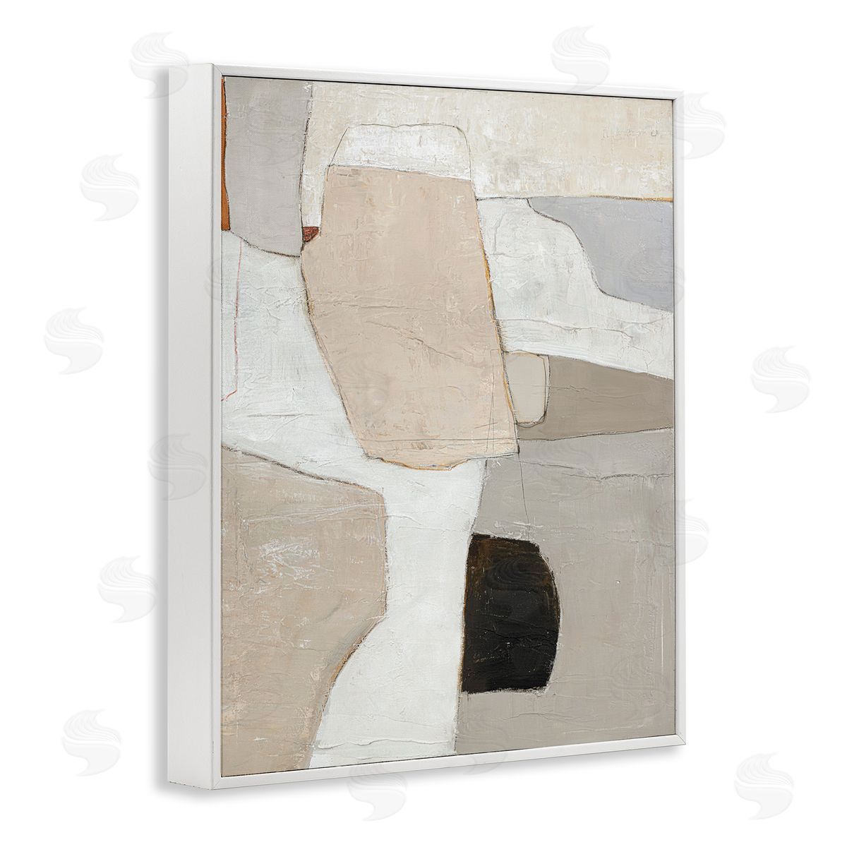 Beige Shape Geometrics White Frame Print Wall Art, Home Decor by Design Fabrikken
