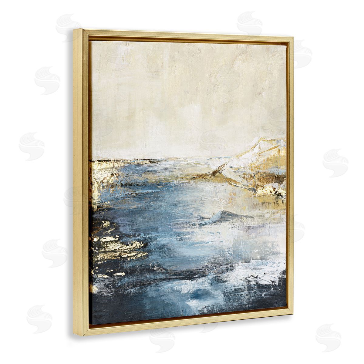Splashing Sea Spray Gold Floating Frame Canvas Wall Art, Home Decor by Design Fabrikken