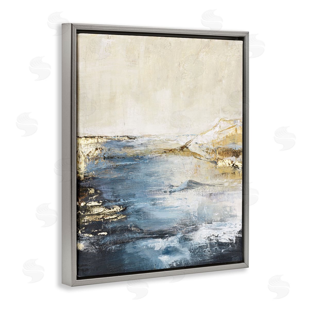Splashing Sea Spray Grey Floating Frame Canvas Wall Art, Home Decor by Design Fabrikken