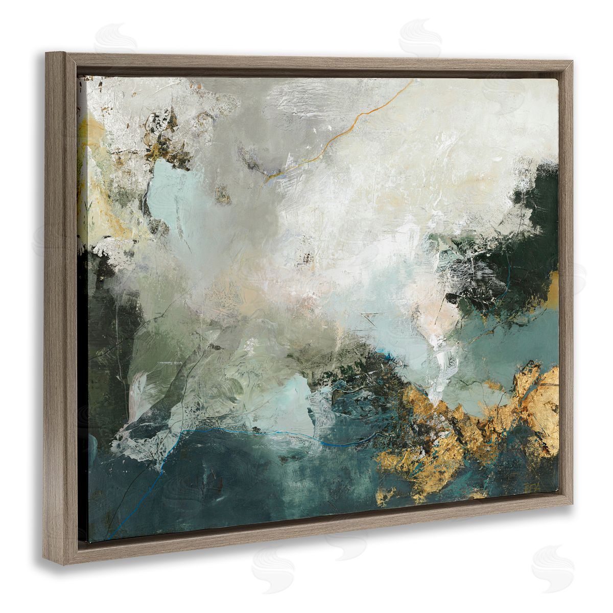 Stormy Dark Abstraction Brown Floating Frame Canvas Wall Art, Home Decor by Design Fabrikken