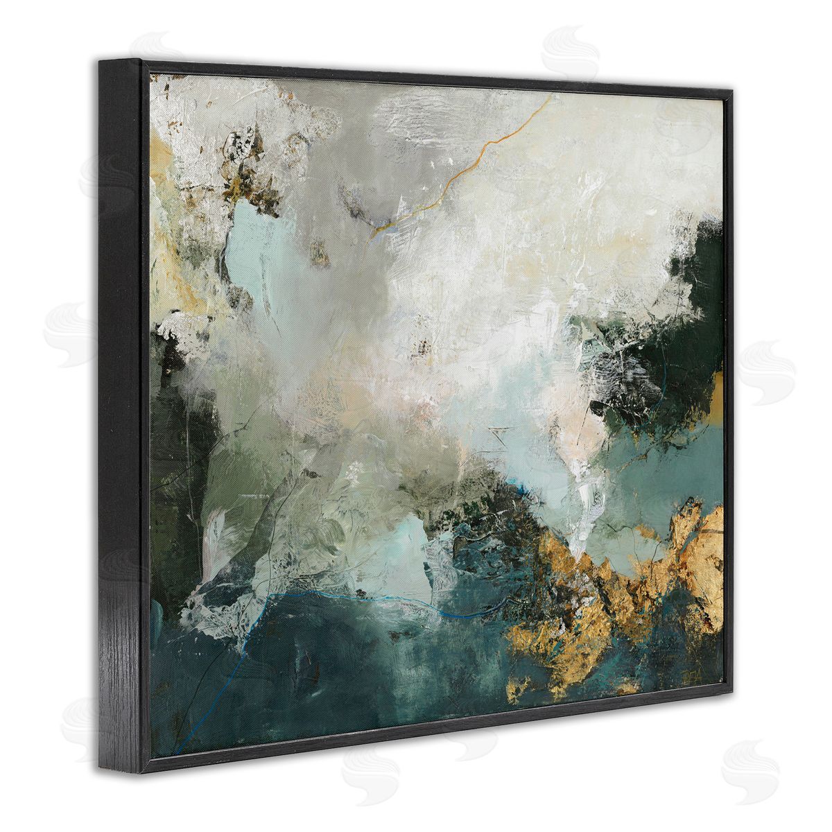 Stormy Dark Abstraction Black Frame Print Wall Art, Home Decor by Design Fabrikken