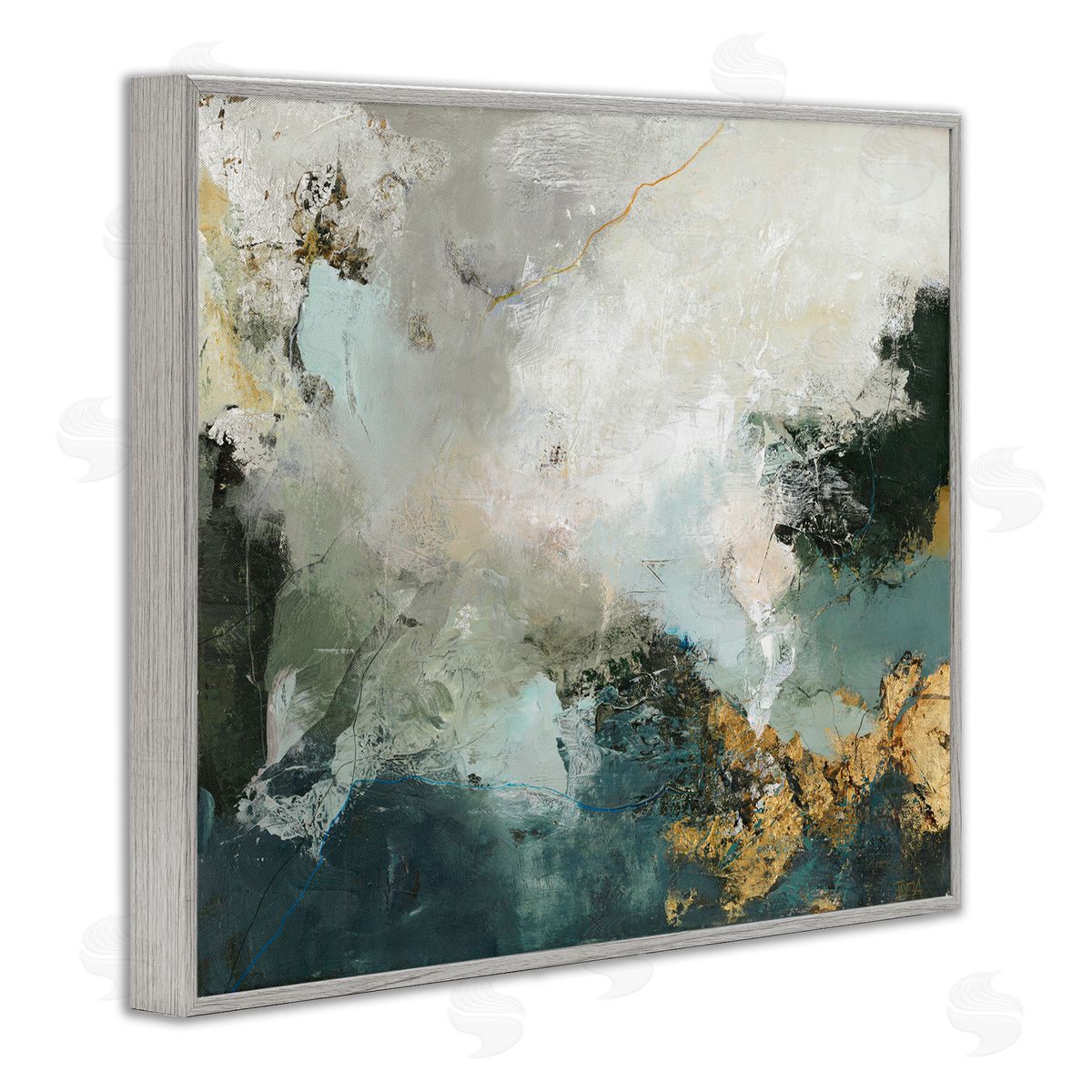 Stormy Dark Abstraction Grey Frame Print Wall Art, Home Decor by Design Fabrikken