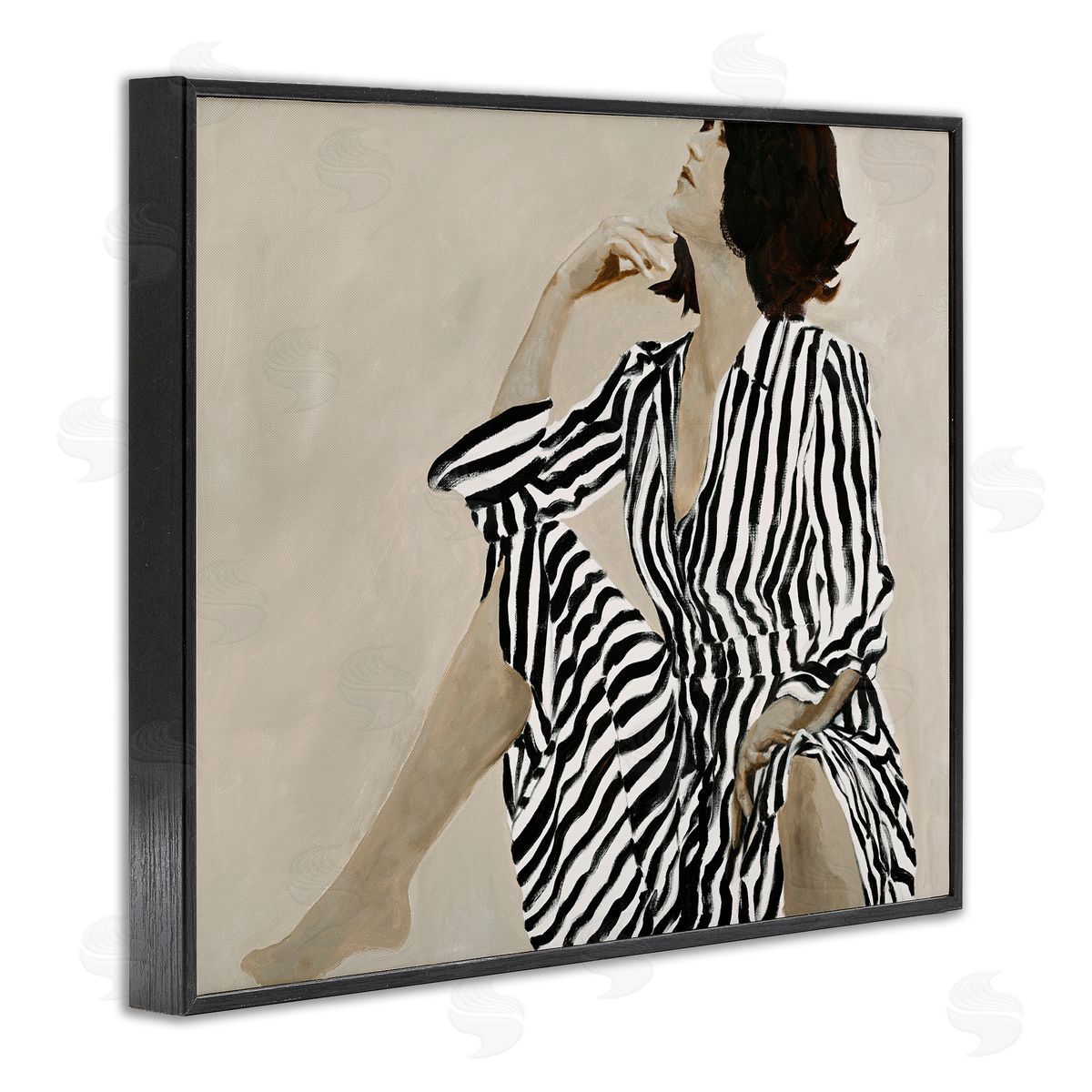 Stylish Woman in Thought Black Frame Print Wall Art, Home Decor by Design Fabrikken