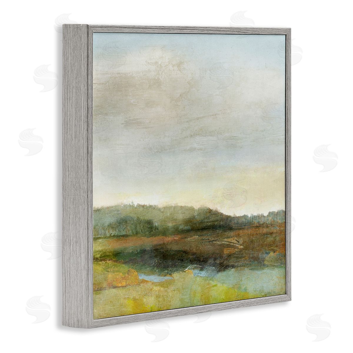Warm Summer Meadow Hills Grey Frame Print Wall Art, Home Decor by Suzanne Nicoll