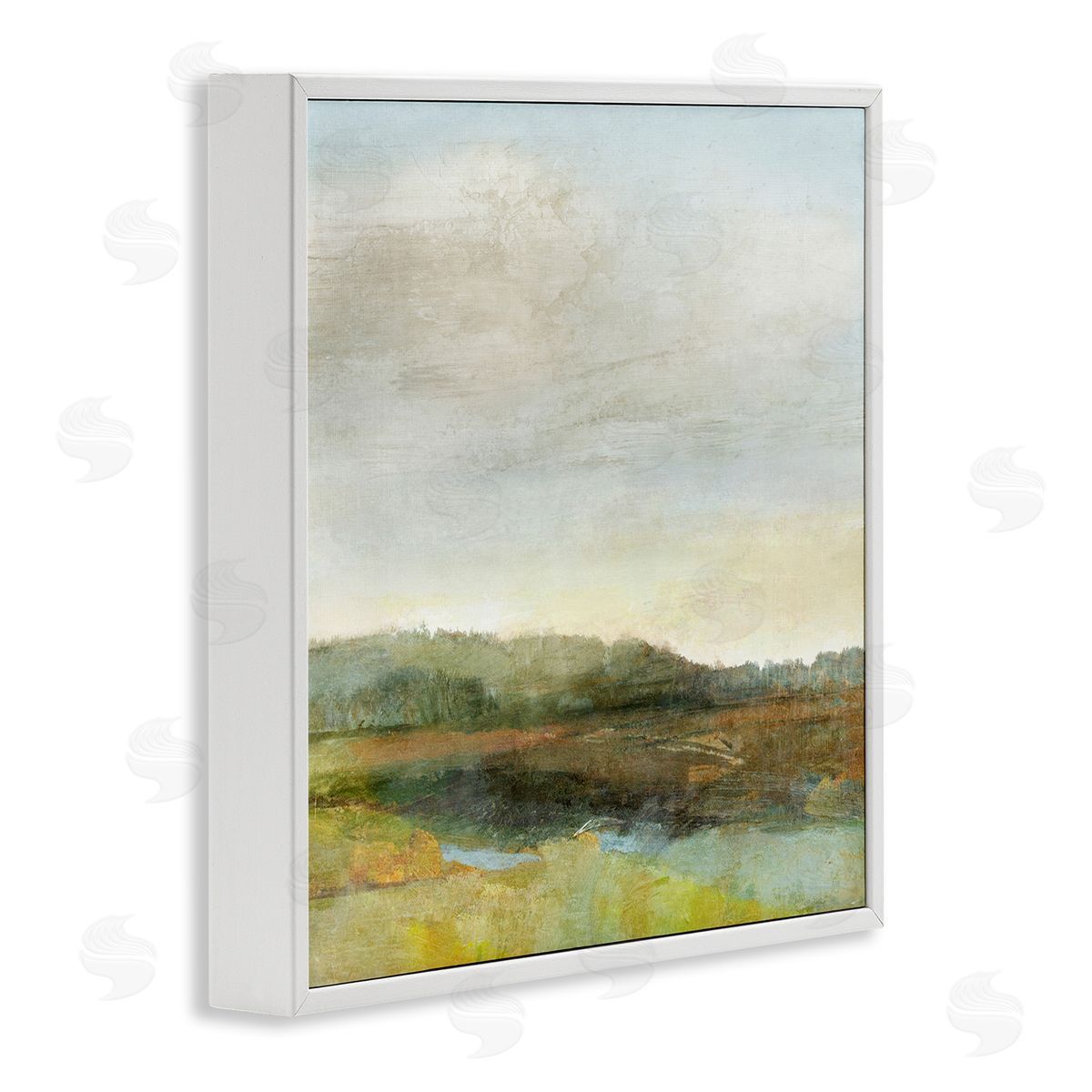 Warm Summer Meadow Hills White Frame Print Wall Art, Home Decor by Suzanne Nicoll