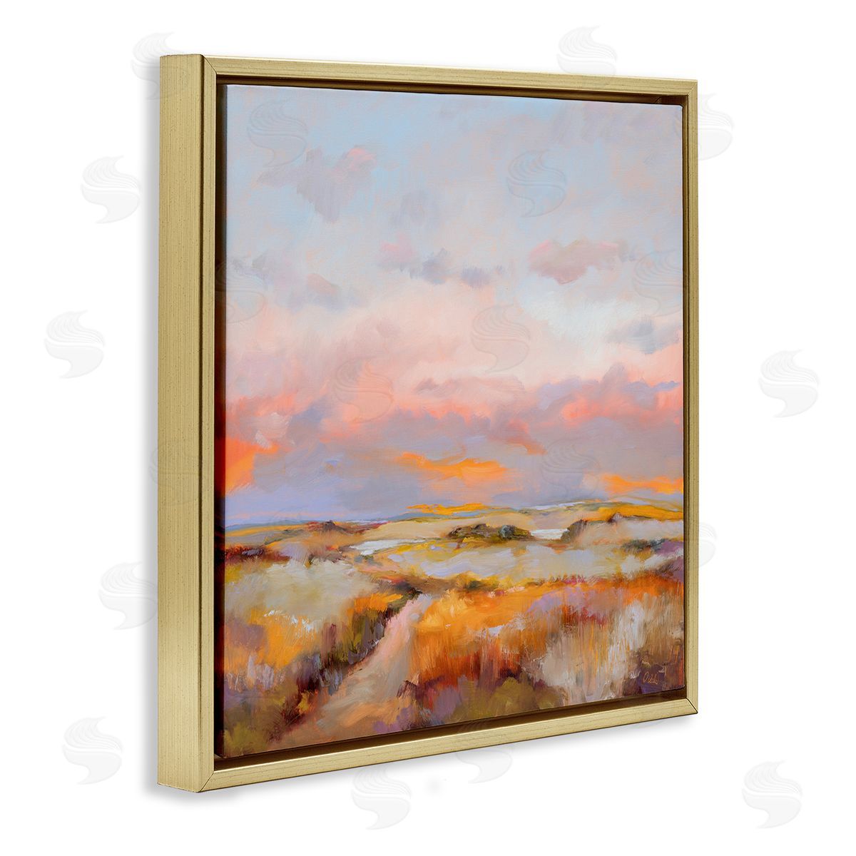 Bright Sun Bleached Meadow Gold Floating Frame Canvas Wall Art, Home Decor by Odile