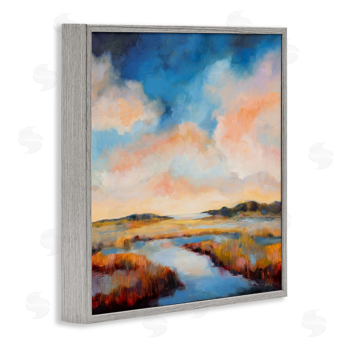 Sun Bleached Stream Grey Frame Print Wall Art, Home Decor by Odile