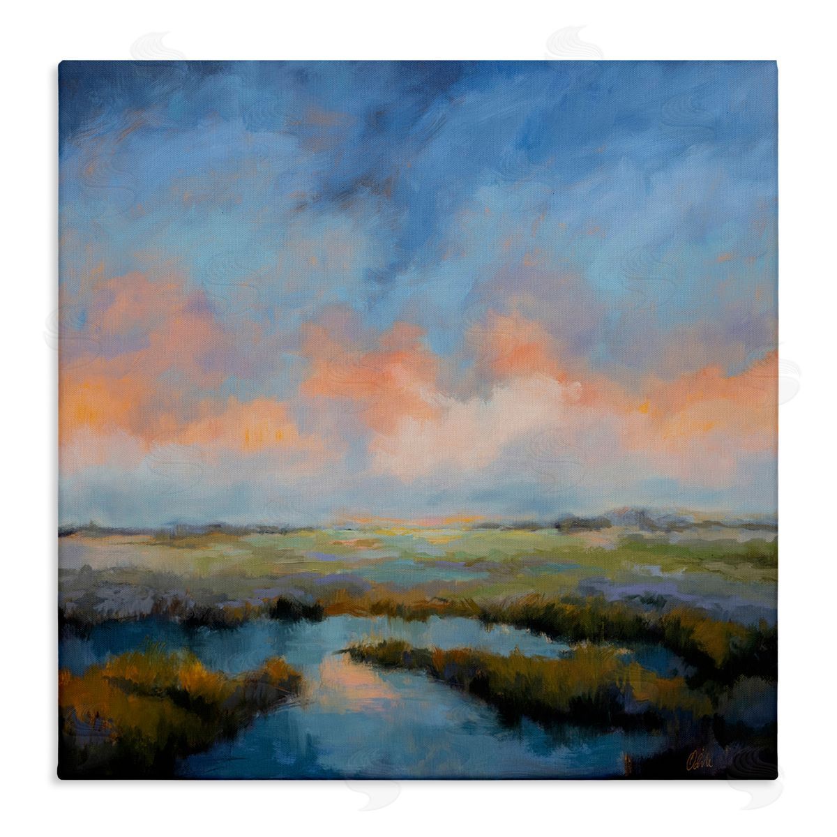 Pastel Cloud Reflection Canvas Wall Art, Home Decor by Odile