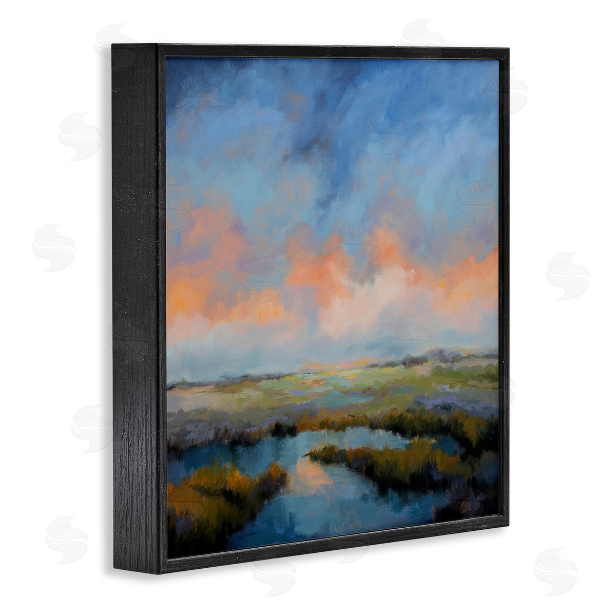 Pastel Cloud Reflection Black Frame Print Wall Art, Home Decor by Odile
