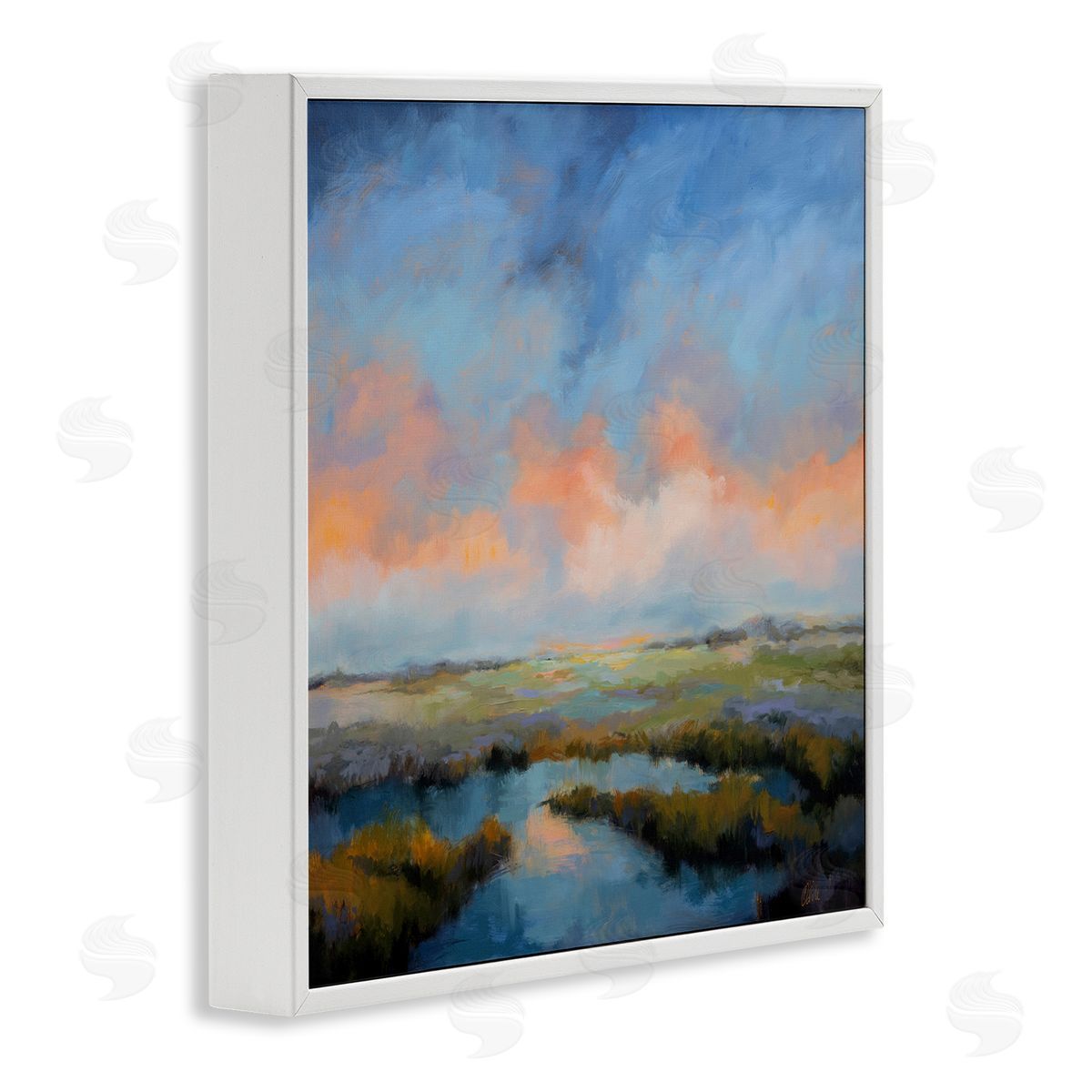 Pastel Cloud Reflection White Frame Print Wall Art, Home Decor by Odile