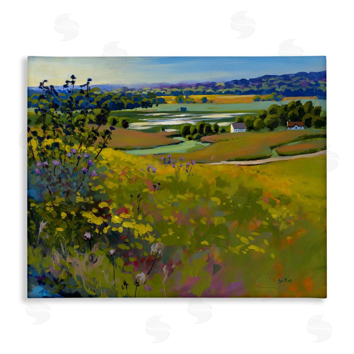 Country Cottages View Canvas Wall Art, Home Decor by Sri Rao