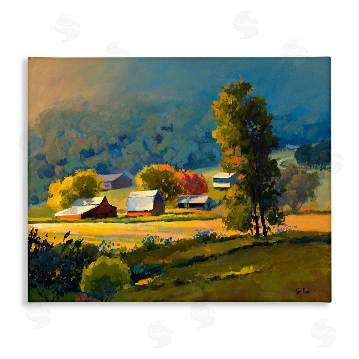 Early Fall Farmland Canvas Wall Art, Home Decor by Sri Rao
