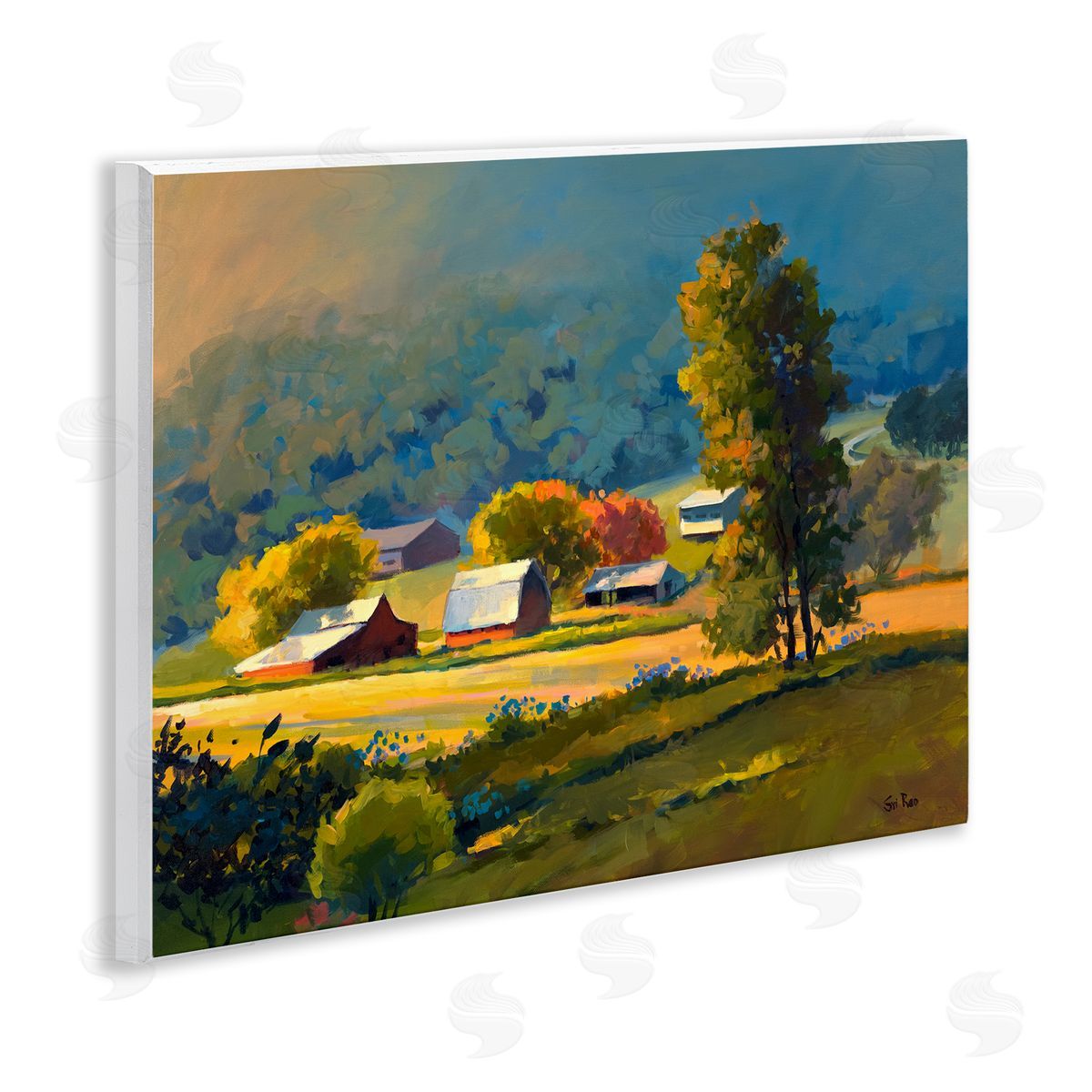 Early Fall Farmland Wood Plaque Wall Art, Home Decor by Sri Rao