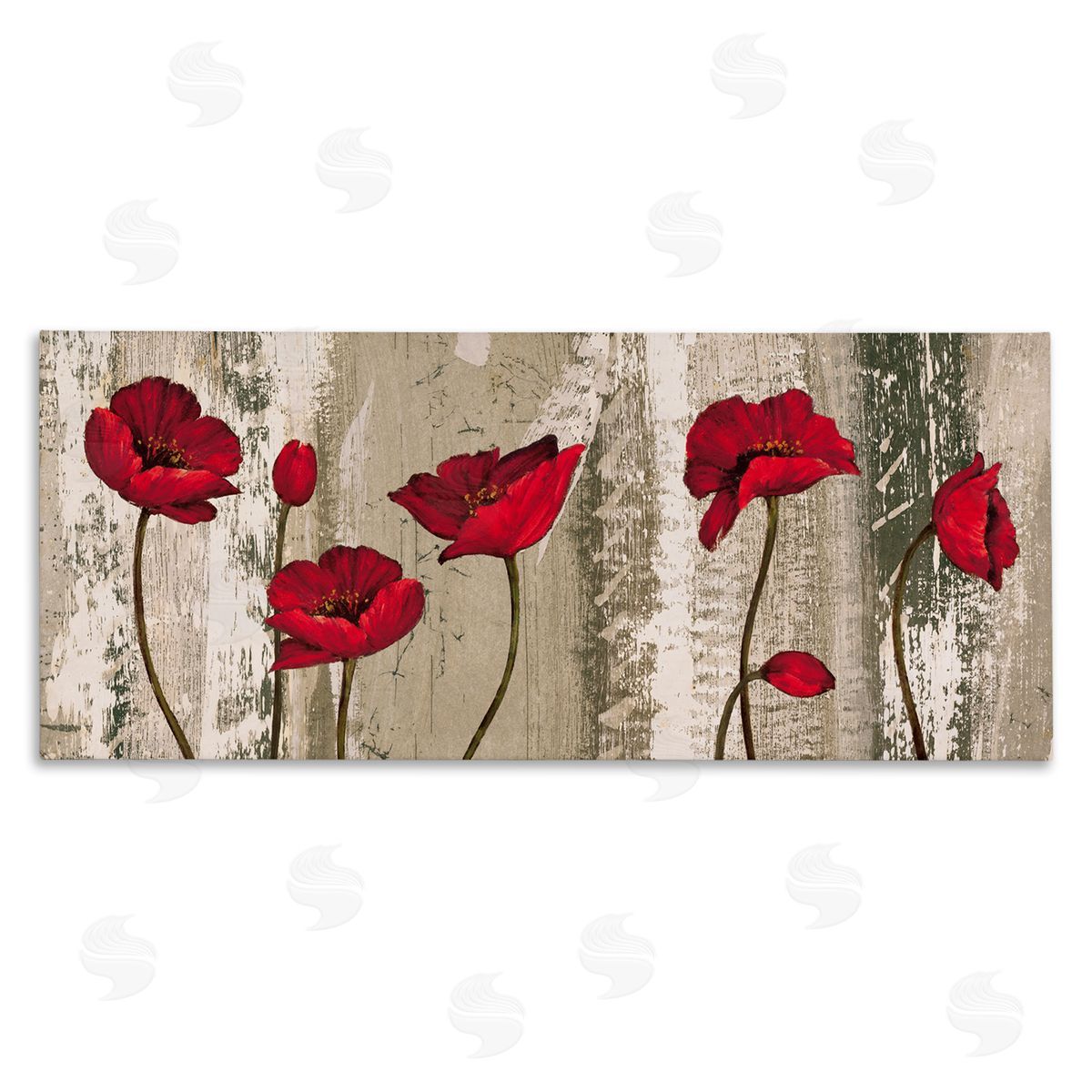 Red Anemones on Tan Canvas Wall Art, Home Decor by Brian Foster