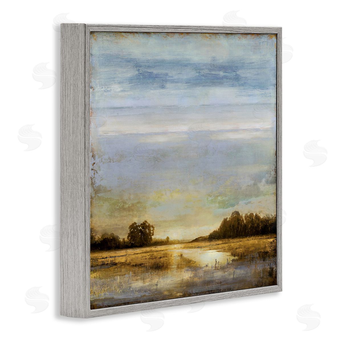 Sun Reflection Landscape Grey Frame Print Wall Art, Home Decor by Chris Donovan