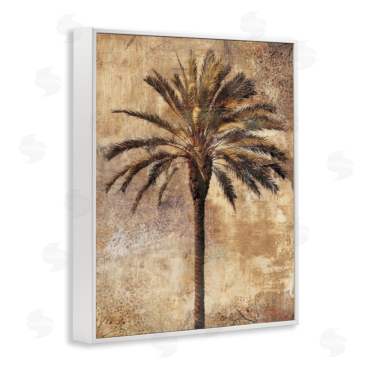 Distressed Palm Tree White Frame Print Wall Art, Home Decor by Dan Sproul