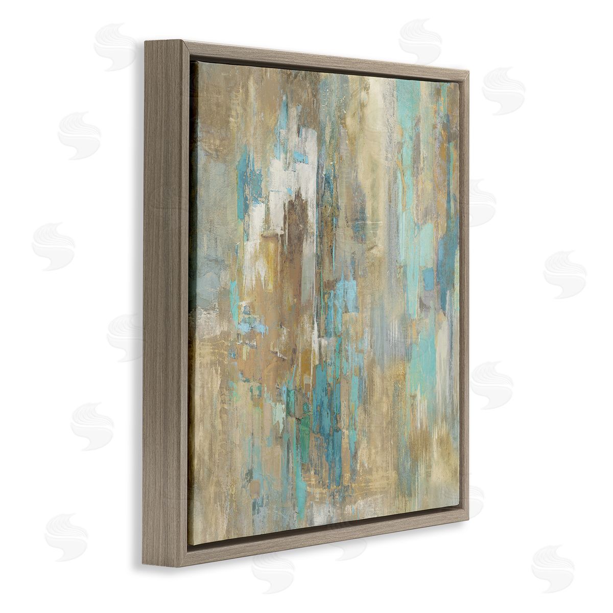 Complex Abstract with Blue Brown Floating Frame Canvas Wall Art, Home Decor by Justin Turner