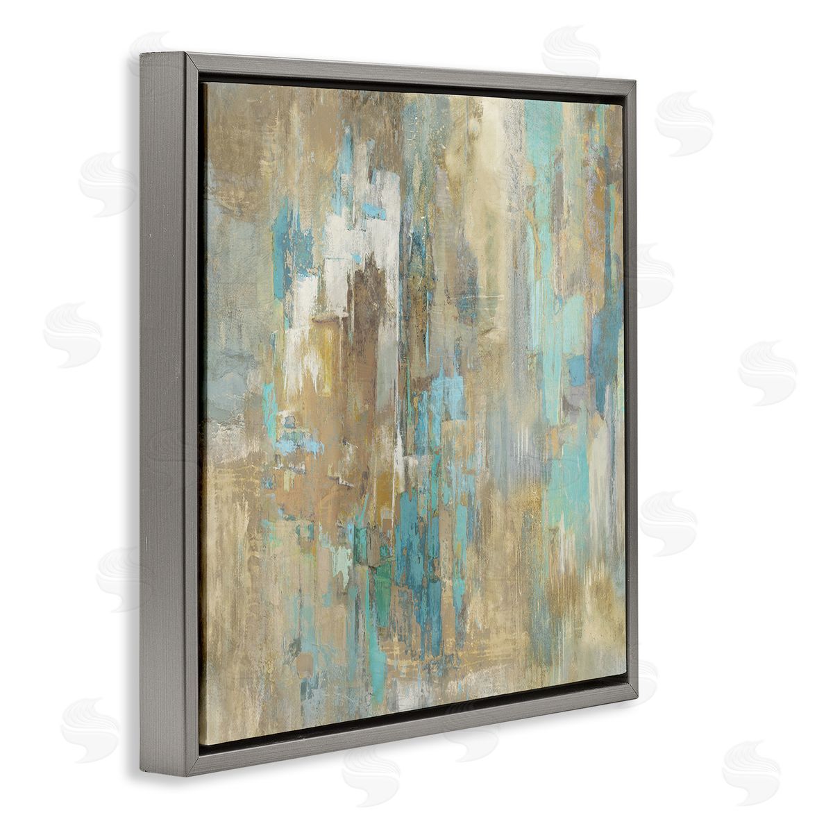 Complex Abstract with Blue Grey Floating Frame Canvas Wall Art, Home Decor by Justin Turner