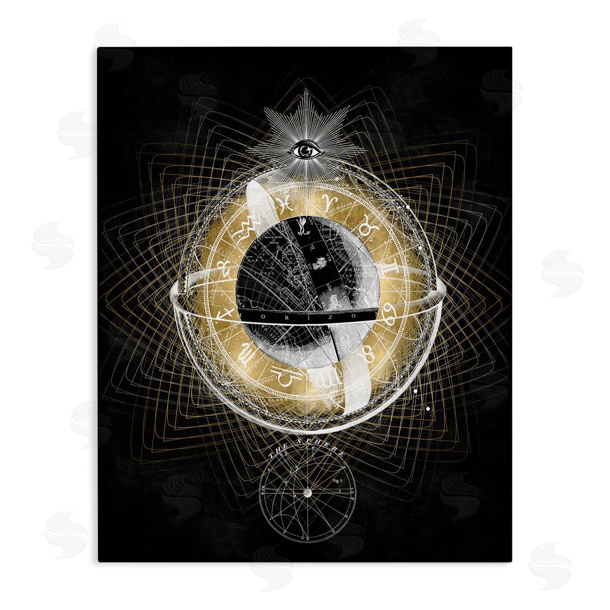 Zodiac Symbols on Fractal Canvas Wall Art, Home Decor by Oliver Jeffries