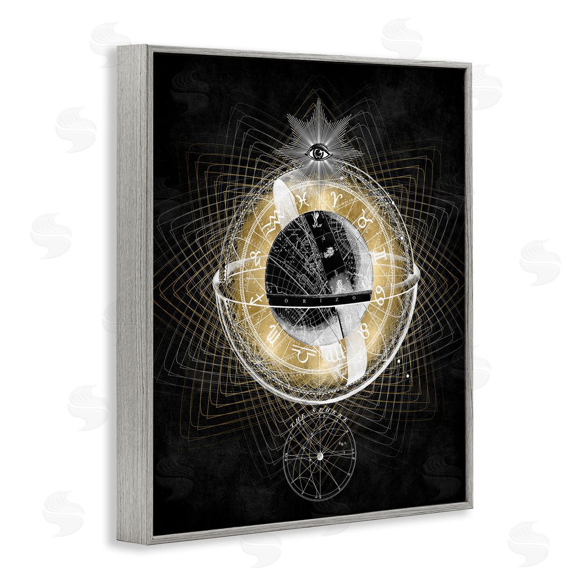 Zodiac Symbols on Fractal Grey Frame Print Wall Art, Home Decor by Oliver Jeffries