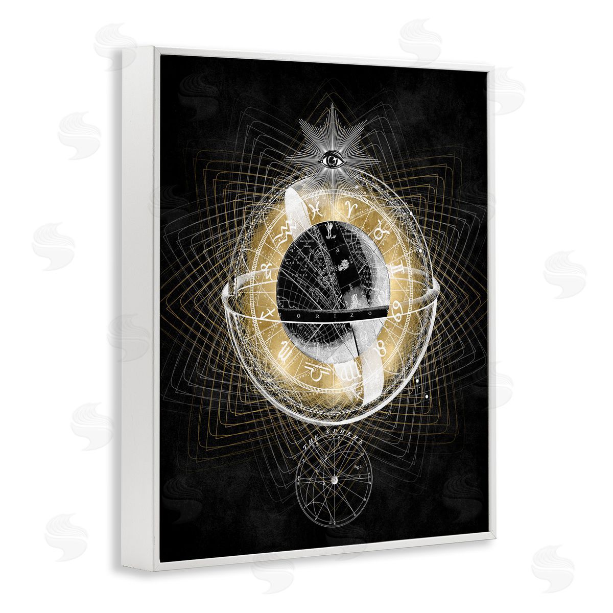 Zodiac Symbols on Fractal White Frame Print Wall Art, Home Decor by Oliver Jeffries