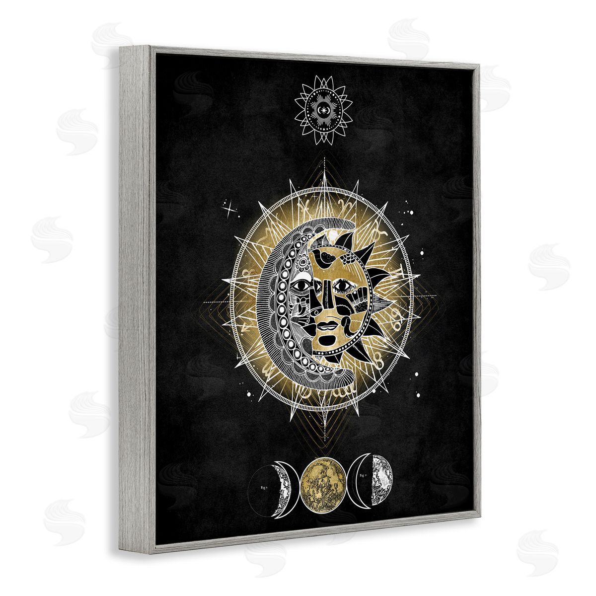 Lunar & Solar Fractal Grey Frame Print Wall Art, Home Decor by Oliver Jeffries