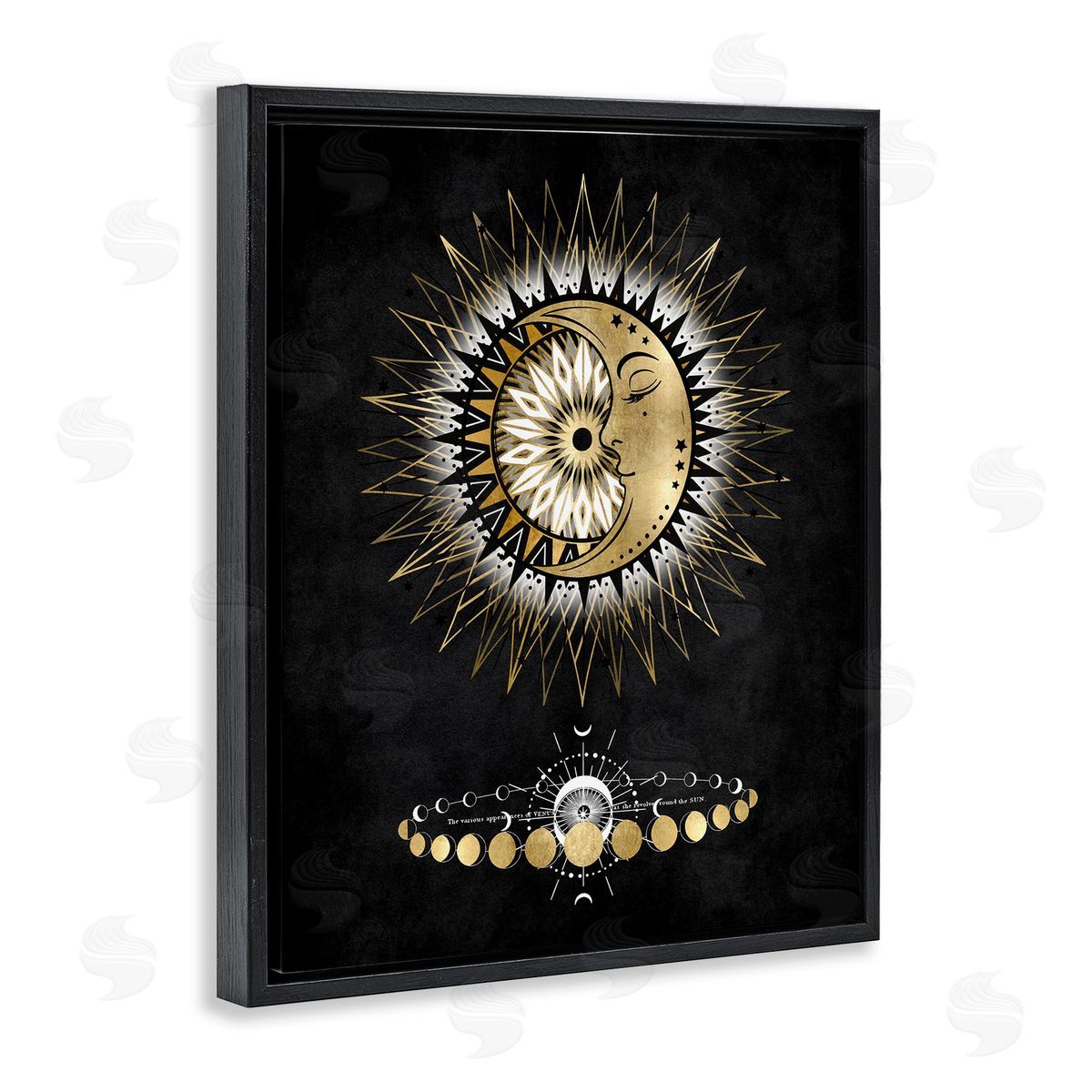 Lunar Phrases Astrology Black Floating Frame Canvas Wall Art, Home Decor by Oliver Jeffries