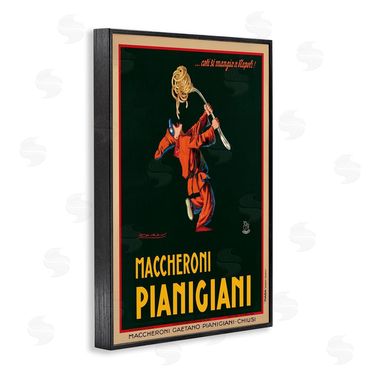 Maccheroni Vintage Ad Black Frame Print Wall Art, Home Decor by Vintage Poster