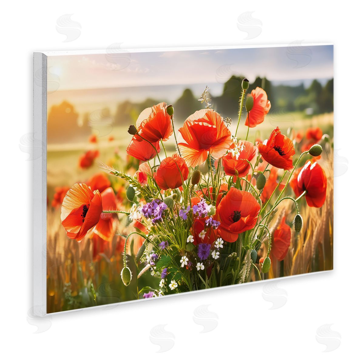 Bright Sunlit Spring Meadow Wood Plaque Wall Art, Home Decor by Alina Georgescu