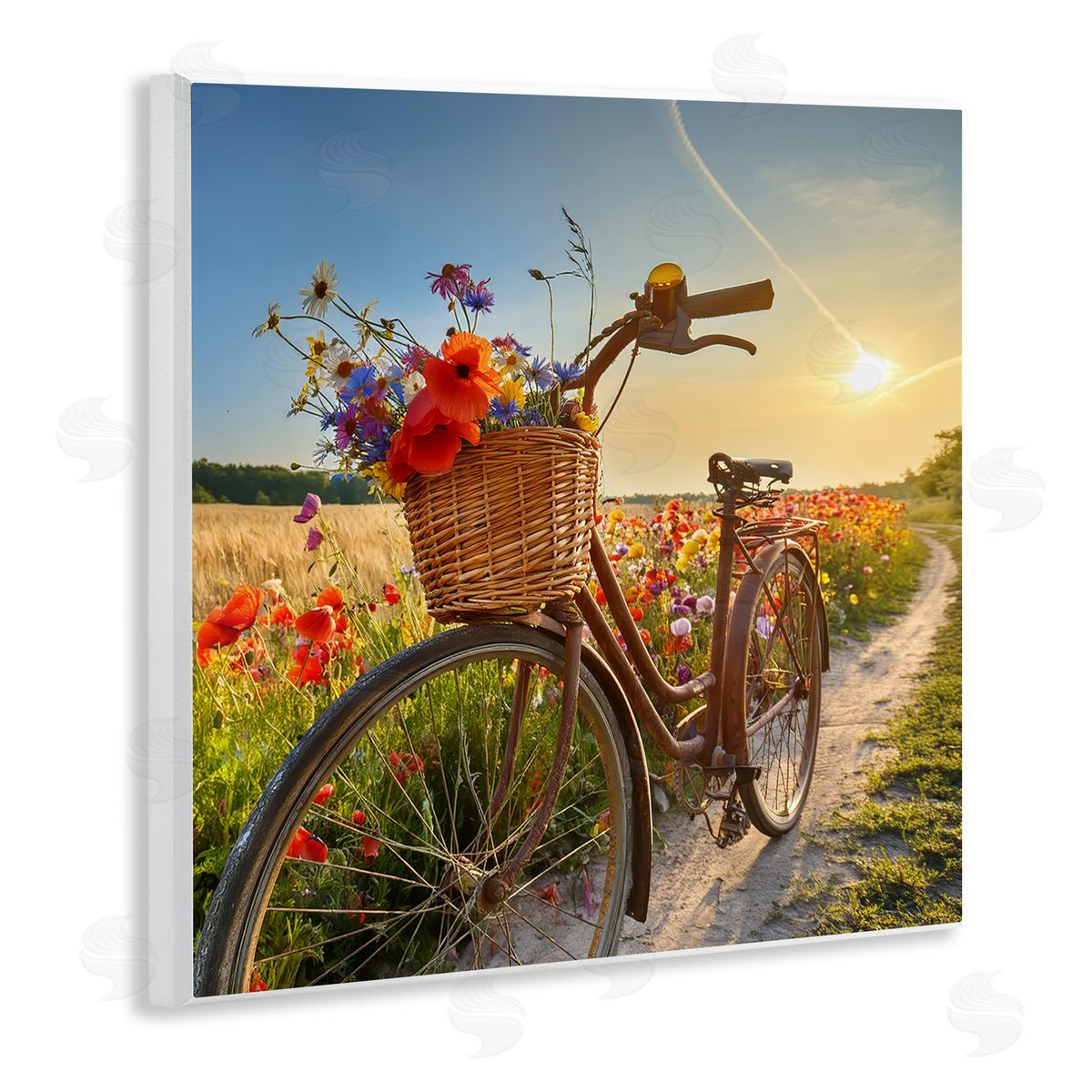 Flower Stop Bicycle Wood Plaque Wall Art, Home Decor by Alina Georgescu