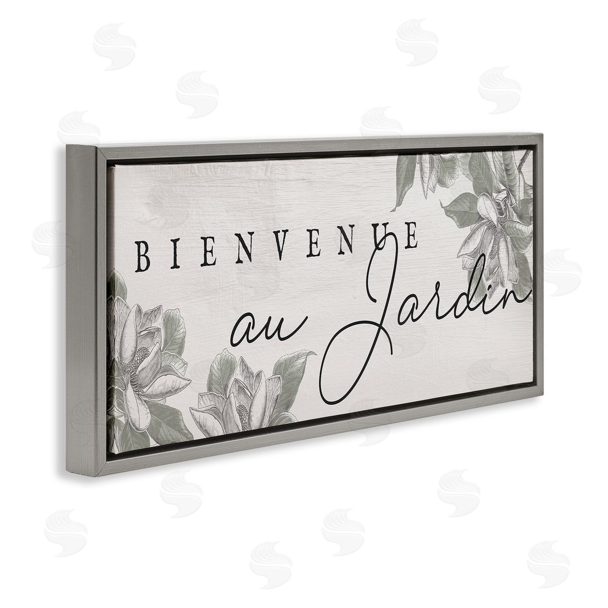 Vintage Garden Welcome Grey Floating Frame Canvas Wall Art, Home Decor by Stupell Studio