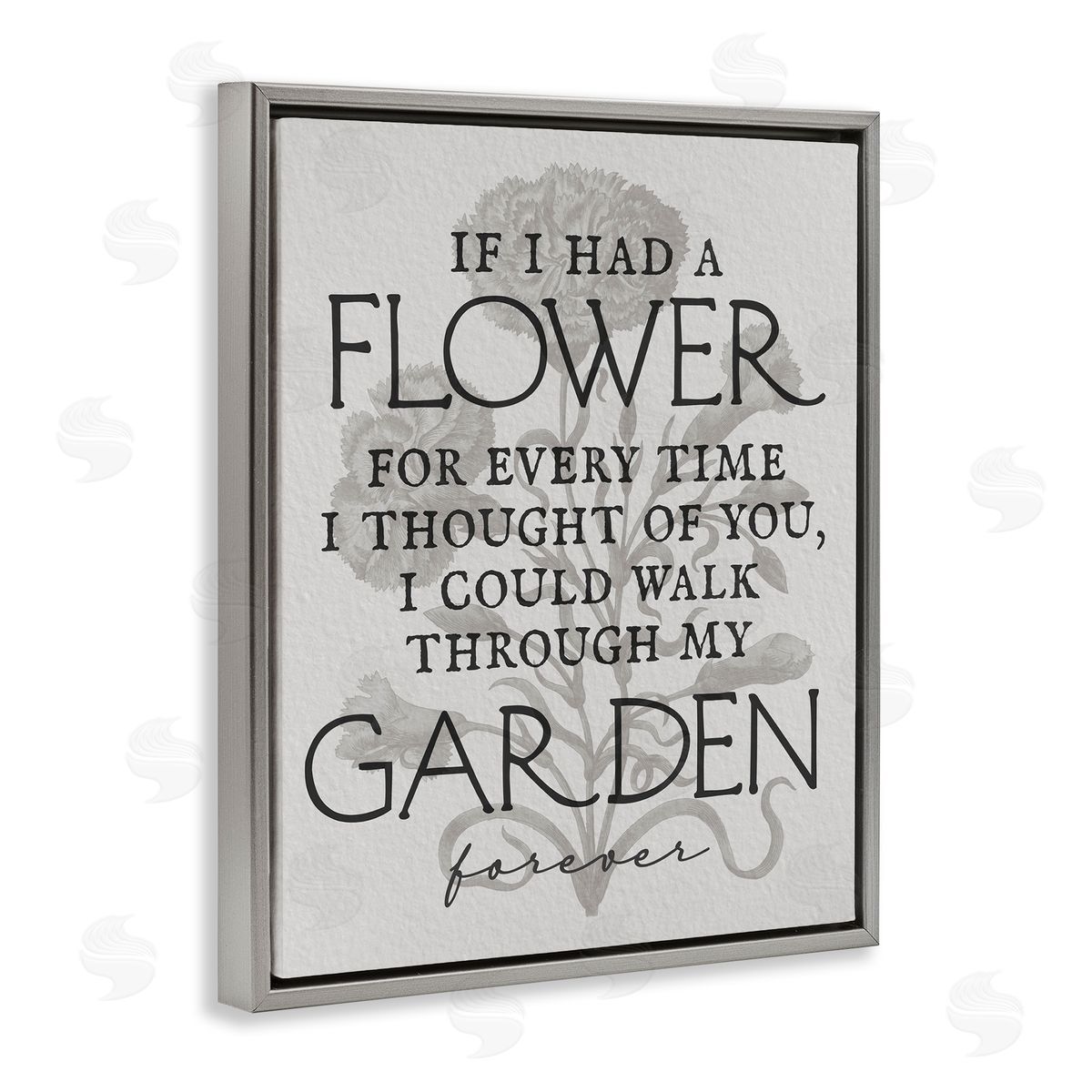 Romantic Garden Phrase Grey Floating Frame Canvas Wall Art, Home Decor by Stupell Studio