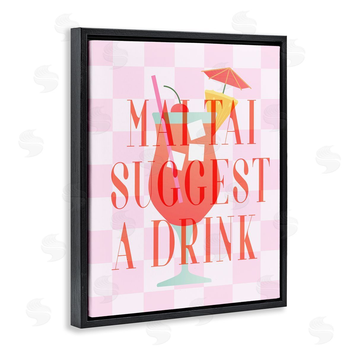 Mai Tai Suggest A Drink Black Floating Frame Canvas Wall Art, Home Decor by Stupell Studio