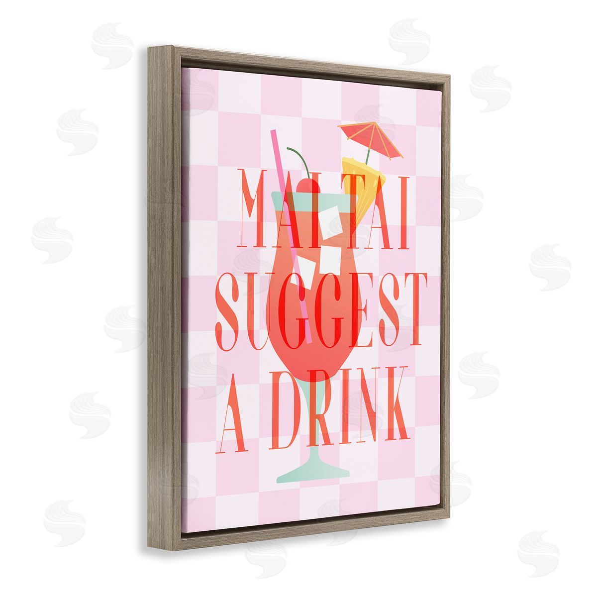 Mai Tai Suggest A Drink Brown Floating Frame Canvas Wall Art, Home Decor by Stupell Studio