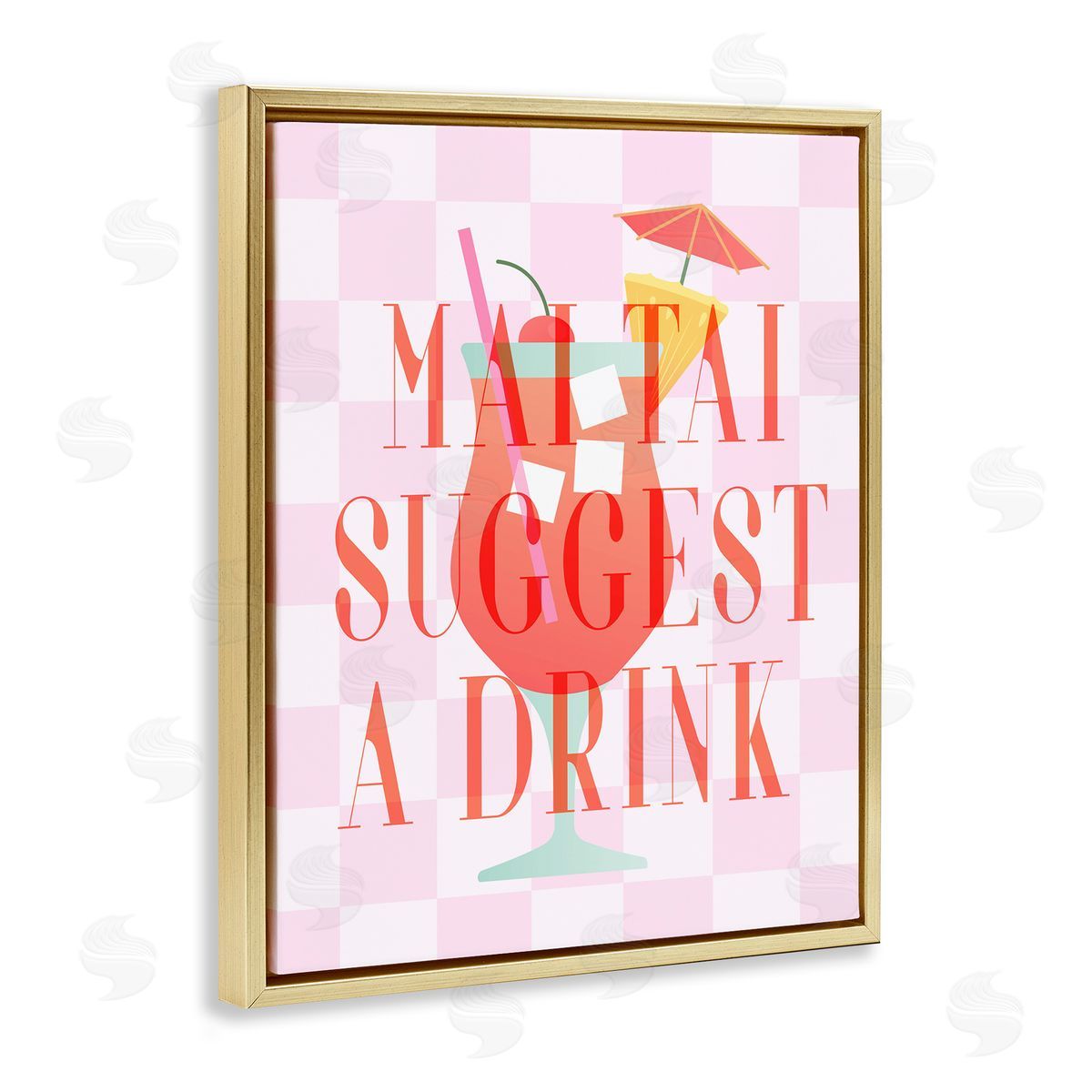 Mai Tai Suggest A Drink Gold Floating Frame Canvas Wall Art, Home Decor by Stupell Studio